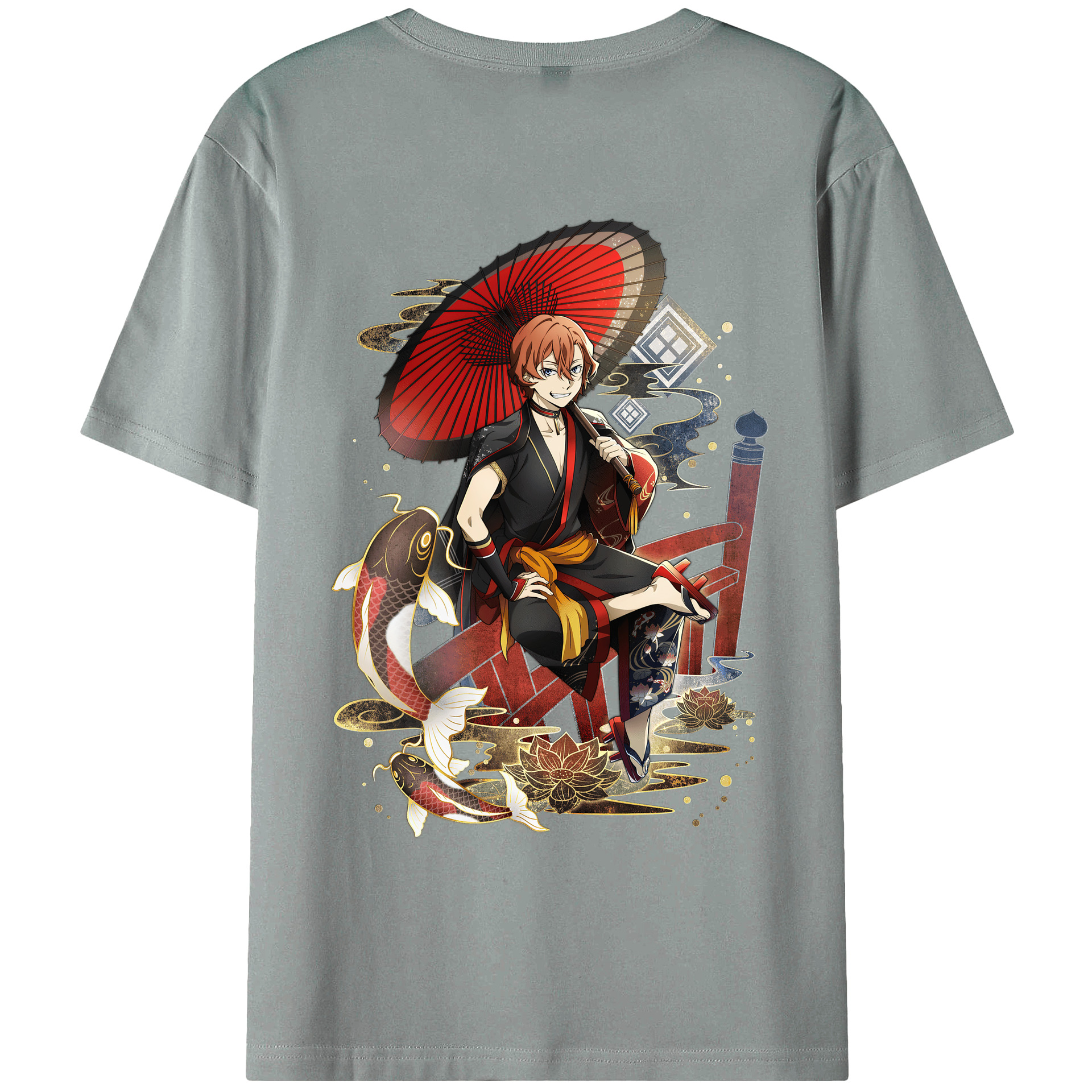 （画像用） 文豪ストレイドッグス Bungo Stray Dogs 綿100％ メンズ半袖Tシャツ（バックプリント） 通気性